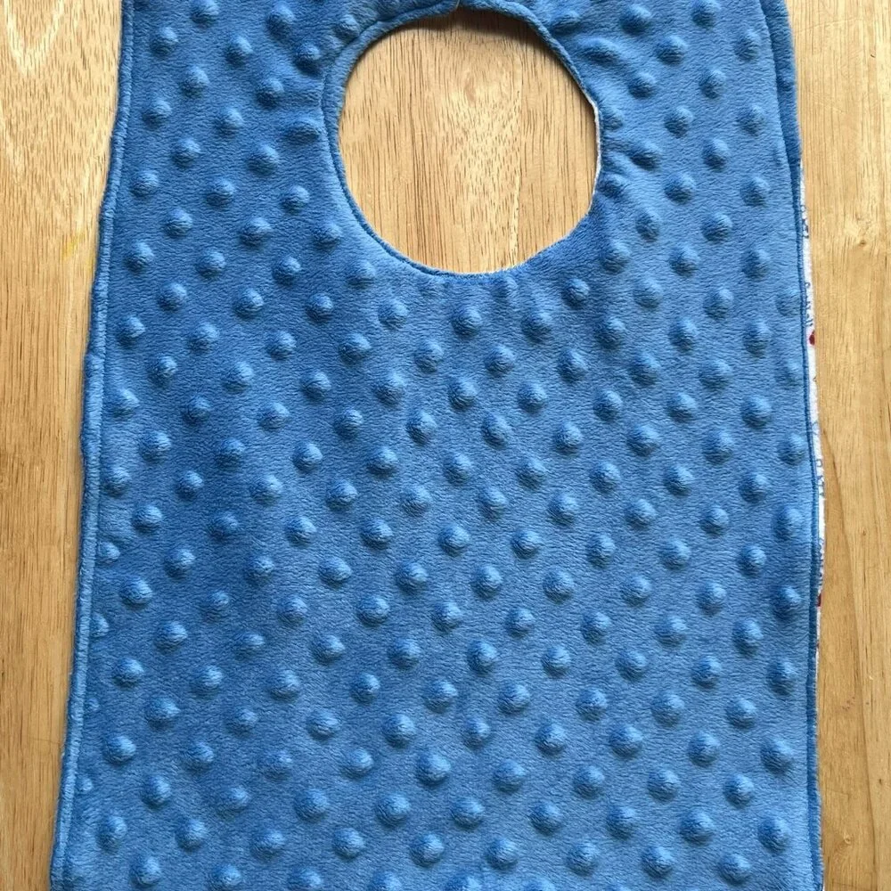 Bib for Baby Toddler - Sports print with blue - Upcycled